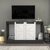 Decorotika - Ahris Barndoor Style tv Unit tv Stand With Multiple ShelvesSliding Door tv Cabinet - Anthracite And White - Anthracite and White
