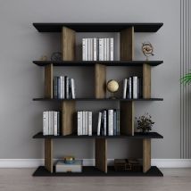 Decorotika Grace Bookcase Bookshelf Shelving Unit - Black and Oud Oak