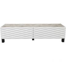 Lerze Modern 150 Cm tv Unit Media Console With Special Texture - White Marble Effect and White - Decorotika