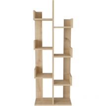 Lui 137 Cm Tall Modern Accent Ladder Style Bookcase Asymetrical Bookshelf Plant Stand - Oak - Oak - Decorotika