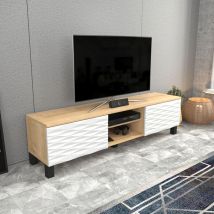 Decorotika - Lukas 160 Cm Wide Modern tv Unit tv Cabinet With Mdf LegsTV Stand With Two Cabinets- Lowboard Up To 63 TVs - Sapphire Oak Marble Pattern