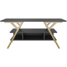 Decorotika - Minerva Wide Decorative tv Stand tv Stand tv Unit tv Cabinet Storage With Open Shelves - Gold And Anthracite - Gold and Anthracite