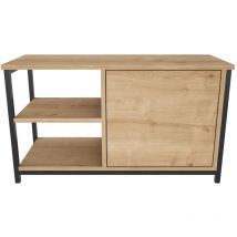 Muskegon 90 Cm tv Unit tv Stand With Two Open Shelves And Cabinet - Black And Oak - Decorotika