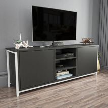 Otis Modern tv Stand tv Unit tv Cabinet Storage With Open Shelves - Anthracite and White - Decorotika