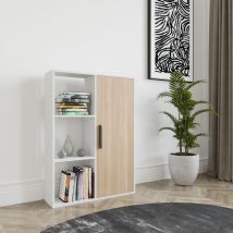 Decorotika - Patrick Multipurpose Standard Bookcase Bookshelf Shelving Unit Display Unit With Cabinet - White / Oak - White and Oak