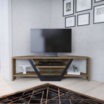 Decorotika - Sares 120 Cm Modern tv Unit tv Cabinet tv Console tv Stand With Open Shelves - Oud Oak And Black - Oud Oak and Black
