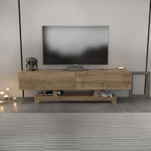 Decorotika - Tera 120 Cm tv Unit tv Stand tv Cabinet With Open Shelf And 2 Cabinets - Walnut
