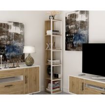 Decorotika - Texas 5-Tier Bookcase Bookshelf Shelving Unit Easy Assembly Metal Frame - Oud and White