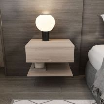 Vivid Floating Bedside Table Wall mounted Nightstand Drawer and Open Shelf Storage - Cordoba - Decorotika