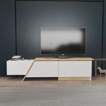 Decorotika Zonas 180 Cm Modern Unique Design TV Stand TV Cabinet TV Unit With 3 Cabinets - White And Oak