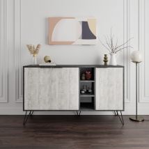 Homemania - Decortie Clara Console Sideboard Display Unit - Retro Grey / Ancient White - Retro Grey / Ancient White