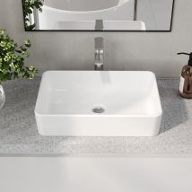 Vasque à Poser Salle de Bain Deervalley Vasque a Poser Rectangulaire en Céramique Blanc, 50.5 x 34 x 11cm, Modèle DV-1V032