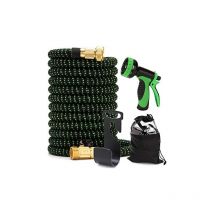 Ineasicer - Dehnbarer, flexibler, knickfester Gartenschlauch mit Messinganschluss, doppelter Latexseele zum Pflanzenbewässern, Autowaschen und