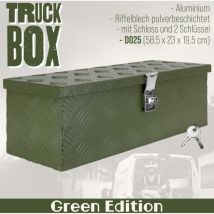 Trucky - Deichselbox Grün Werkzeugkasten Truckbox Alu Box Anhänger Kiste mit Deckel Abschließbar Alubox Transportbox Werkzeugbox Aluminium