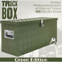 Trucky - Deichselbox Grün Werkzeugkasten Truckbox Alu Box Anhänger Kiste mit Deckel Abschließbar Alubox Transportbox Werkzeugbox Aluminium