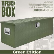 Trucky - Deichselbox Grün Werkzeugkasten Truckbox Alu Box Anhänger Kiste mit Deckel Abschließbar Alubox Transportbox Werkzeugbox Aluminium