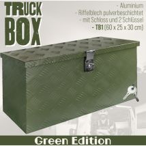 Deichselbox Grün Werkzeugkasten Truckbox Anhänger Kiste Abschließbar Alubox Transportbox Werkzeugbox Aluminium Aufbewahrungsbox Trucky