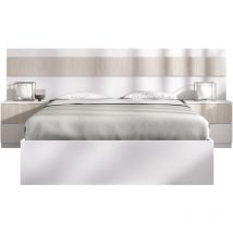 1000brico - dekit bianca - cabezal con dos mesiras de 2 cajones y aro cama de 135/140X190 - blanco / alistonado - 96 x 248 x 195.4