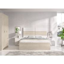 Grupo rimobel astra pack - conjunto de cabezal con dos mesitas de 2 cajones, aro cama de 135/140X190 y armario de 3 puertas y 2 cajones - blanco /