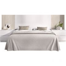 1000brico - dekit loma - cabecero con mesitas de 2 cajones para cama de matrimonio - blanco / alistonado - 96 x 258,8 x 34,2 cm