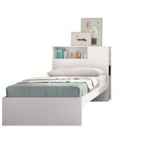 Dekit - ten - cama con cabezal y aro de cama de 90X190 - blanco - 96 x 99 x 218,2
