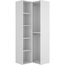 Dekit - vestidor rinconero con trasera reversible - 205 x 84,5 x 84,5 cm - blanco / natural
