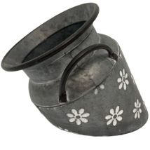 Deko 1/2 Zinkkanne grau Deko