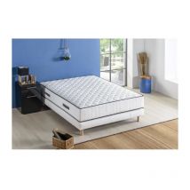 Ensemble Matelas + sommier 140x200cm - Ressorts - 7 zones de confort - 24cm - Equilibré Deko Dream Détente