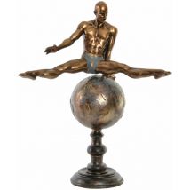 Dkd Home Decor - Harzfigur 36x19x46 Gymnast Gold gealtertes Harz mehrfarbige Farbfamilienfamilien -Figuren Dekoration Details