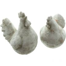 Figur 'Huhn & Hahn', 2er Set, Tisch Figur dekorativer Blickfang stimmungsvoll FF-225545
