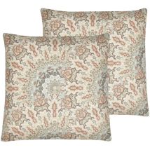 Dekokissen 2er Set Mehrfarbig Baumwolle Polyester Abnehmbarer Bezug Abstraktes Motiv 45 x 45 cm Wohnzimmer Salon Schlafzimmer Orientalisch