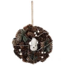 Krone Tannenzapfen Und Figur 19cm Holz - Vogel