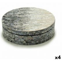 Dekoschachtel weiß schwarzsilberne Perlmuttspanplatte 25 x 8,5 x 25 cm (4 Stück)