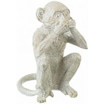Dekorative Statuette für Garten und Veranda Weißer Affe h 24 cm -Ich kann nicht sprechen Affe