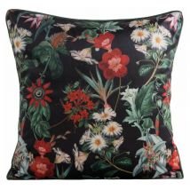 Dekorativer Kissenbezug 45x45 Samt 102 schwarz grün mit Blumenmuster Eurofirany Samt