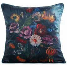 Dekorativer Kissenbezug 45x45 Samt 112 Marineblau mit Blumenmuster Eurofirany Samt