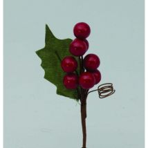 Due Esse Christmas - Dekorativer Zweig mit roten Beeren 11 cm