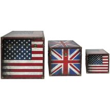 Boxenset 3-teilig Flaggen Usa Gb Boxen Aufbewahrung Spannverschluss Stapelbar Bhp B990096