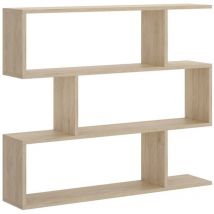 Buchhandlung Hampton, Niedriges doppelseitiges Bücherregal, Regal mit drei Fächern, Modernes Büroregal, cm 110x24h97, Eiche