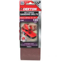 Dekton - Sanding Belts 120 Grit Paint & Removal Belt Sander 75mm x 457mm