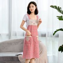 Xinuy - Ahlsen Delantal de algodón para mujer con bolsillos Delantal completo para pintura de salón de artista Rojo