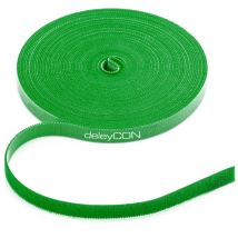 Fascette fermacavi in microfibra con velcro – 10 m – 10 mm – Verde – deleyCON
