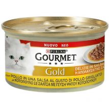 Gourmet - Delicias Gold en salsa con pollo Purina 85 gramos