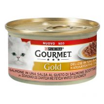 Gourmet - Delicias Gold en salsa con salmón Purina 85 gramos