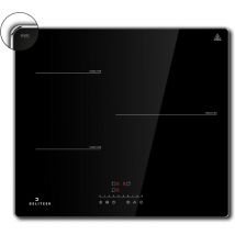Deliteer - Induction Hob 3 Plates, Induction Hob with Metal Frame, 60 cm Built-in Hob Self-Sufficient, Child Lock, Hobs 6800 w, 1-99 Min Timer, No