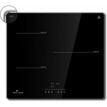 Deliteer - Plaque Induction 3 Feux, Plaque de Cuisson électrique Encastrable 60cm, 6800W, Plaque de Cuisson avec Cadre, Commande Tactile à Curseur, 9