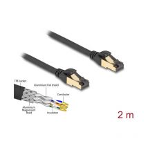 80249 câble de réseau Noir, Argent 1 m Cat6a u/ftp (stp) - Delock