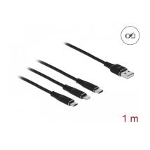 Delock - 87155 câble usb 1 m usb 2.0 usb a Micro-USB B/Lightning/Apple 30-pin Noir