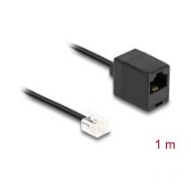 88092 - Câble téléphonique RJ11 mâle vers RJ45 femelle noir 1 m - Delock