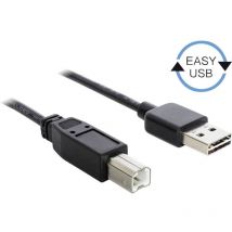 Delock - Câble usb usb 2.0 usb-a mâle, usb-b mâle 1.00 m noir connecteur utilisable des deux cotés, contacts dorés 83358